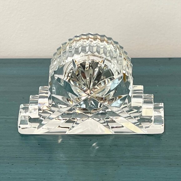 VINTAGE Waterford Crystal LISMORE COTTAGE MANTEL CLOCK Quartz Silver Face w/ Box - Picture 5 of 11